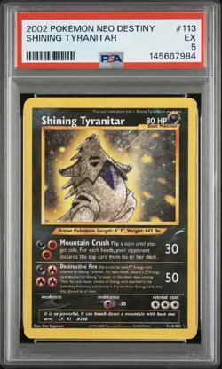 2002 Pokemon Neo Destiny #113 Shining Tyranitar PSA 5 - Image 1