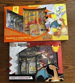 Pokemon Reshiram & Charizard GX Premium Collection Box Lance’s Charizard V LOT - Image 1