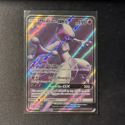 Pokemon Mewtwo GX TCG Full Art Ultra Rare Holo Card 72/73 Shining Legends NM- - Image 1