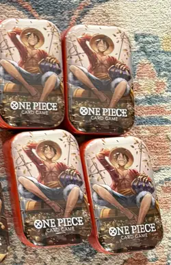 Bandai Namco One Piece Card Game Tin Pack Set Vol.2 Monkey D. Luffy lot of 4 - Image 1
