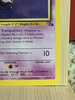 HAUNTER - 21/62 - 1st Edition Fossil - Rare - Pokemon Card - Vintage Wotc - Image 3