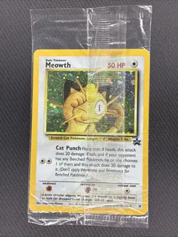 Pokemon Sealed Meowth Holo Promo Card Wotc Promo 10/53 Basic 50HP 2000 English - Image 2