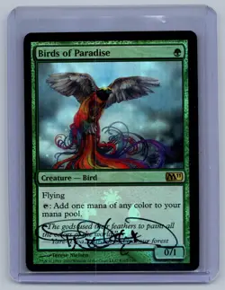 (#252) mtg SIGNED Birds of Paradise 4x PLAYSET - Buy-A-Box Promos FOIL Played - Image 2