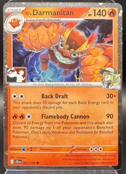 N's Darmanitan 027/159 Journey Together Cosmo Holo Play Stamped Pokemon TCG NM - Image 1