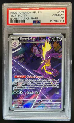 2025 Pokemon Phantasmal Flames Toxtricity Illustration Rare #103/094 PSA 10 - Image 1