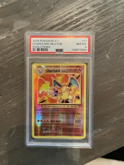 Pokemon TCG XY Evolutions Charizard Reverse Holo Card PSA 8 - Image 1