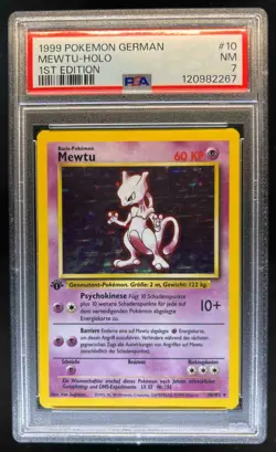 1999 Pokemon German 1st Edition Mewtwo #10/102 PSA 7 - Image 1