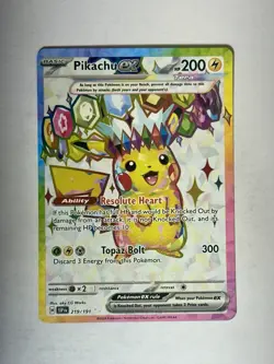 Pikachu Ex Ultra Rare Full Art 219/191 Surging Sparks Pokemon TCG - Image 1