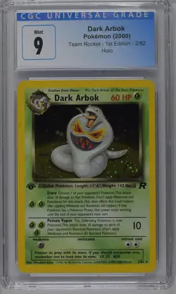 Dark Arbok Pokemon 2000 Team Rocket 1st Edition 2/82 Holo CGC 9 Mint - Image 1