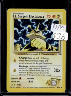 2000 Pokemon Gym Heroes Lt. Surge's Electabuzz #6/132 - Image 1