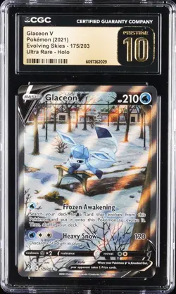 2021 POKEMON EVOLVING SKIES ULTRA RARE #175 GLACEON V CGC 10 PRISTINE - Image 1