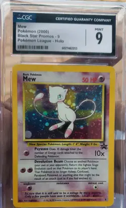 CGC 9 MINT MEW Holo Black Star Promo Pokemon League #9 Pokemon 2000 RARE HOLO - Image 1