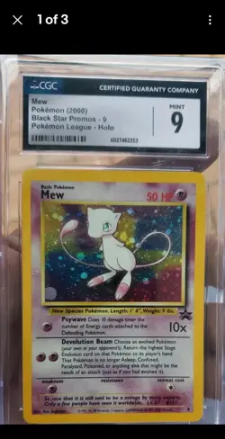 CGC 9 MINT MEW Holo Black Star Promo Pokemon League #9 Pokemon 2000 RARE HOLO - Image 4