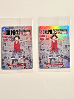 One Piece Monkey D. Luffy US Voyage College Basketball Promo Cards Sealed (2) - Image 1
