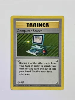 Pokemon Trainer Card Computer Search 71/102 Base Set 1st Edition - Image 1