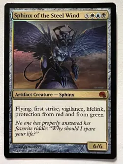 Sphinx of the Steel Wind - FOIL - MTG Premium Deck Series Graveborn - LP Mythic - Image 1