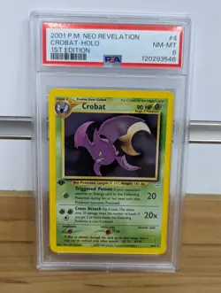 2001 PM Neo Revelation 1st Edition Crobat Holo PSA 8 NM-MT #4 Pokemon Card TCG - Image 1