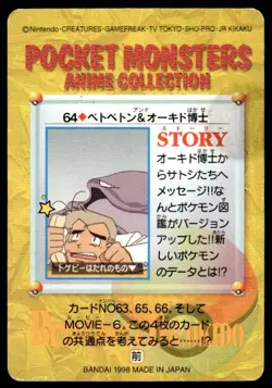 Muk Professor Oak NO. 064 Bandai Carddass Vending Pokemon Japanese ~ HP Stained - Image 2