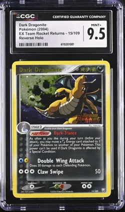 CGC 9.5 Dark Dragonite Team Rocket Returns 15/109 Reverse Holo Stamped Pokemon - Image 1