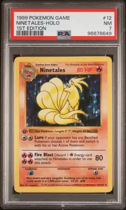 1999 POKEMON BASE SET 1ST EDITION #12 NINETALES-HOLO PSA 7 - Image 1