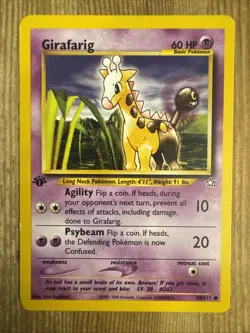 Pokemon TCG - Girafarig 58/111 1st Edition Common - WOTC Neo Genesis - MP - Image 1