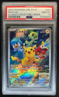 2023 Pokemon SV Black Star Promos JP Pikachu #001/SV-P PSA 10 - Image 1