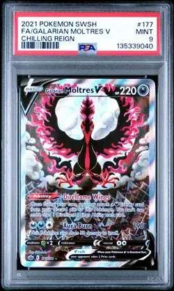 PSA 9 Galarian Moltres V Alternate Full Art 177/198 Pokemon Card Chilling Reign - Image 1