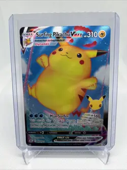 Pokemon TCG Surfing Pikachu VMAX Full Art Holo Card 009/025 Celebrations - Image 1