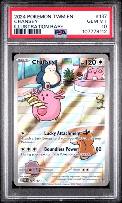 2024 POKEMON TWM EN-TWILIGHT MASQUERADE ILLUSTRATION RARE #187 CHANSEY PSA 10 - Image 1