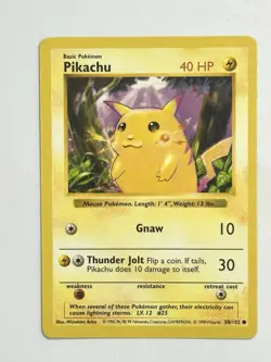 1999 Pokemon Pikachu Red Cheeks Shadowless 58/102 Base Set Unlimited NM - Image 1