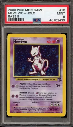 Pokemon Mewtwo Base Set 2 Holo Rare #10 PSA 9 Mint - Image 1
