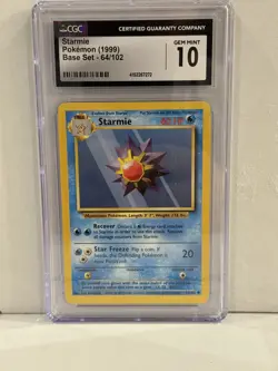 1999 Pokemon Base Set Starmie #64 English Unlimited 64/102 - CGC 10 GEM MINT - Image 1