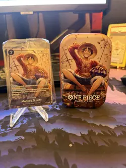ONE PIECE TCG Monkey.D.Luffy P-075 PROMO - SEALED NM/MINT with Tin - Image 1