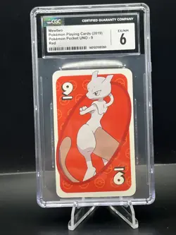 2019 POKEMON MEWTWO POCKET UNO CGC GRADED EX/NM 6 RED PLAYING CARD 🔥 - Image 1
