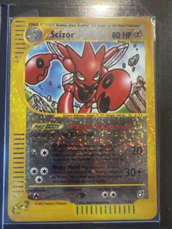 2003 Pokemon SCIZOR Aquapolis REVERSE HOLO Jumbo BOX TOPPER e-Reader Card 7/12 - Image 1