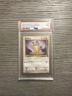1999 POKEMON JUNGLE PROMO FRUIT ROLL PROMO #56 MEOWTH-GOLD BORDER PSA 9 - Image 1