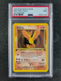 1999 Pokemon MOLTRES #12/62 Fossil 1st Edition Galaxy Star Holo Rare PSA 9 - Image 1