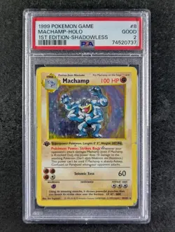 1999 Pokemon MACHAMP #8/102 Base Set 1st Edition Shadowless Holo Rare PSA 2 - Image 1