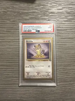 1999 POKEMON JUNGLE PROMO FRUIT ROLL PROMO #56 MEOWTH-GOLD BORDER PSA 9 - Image 1