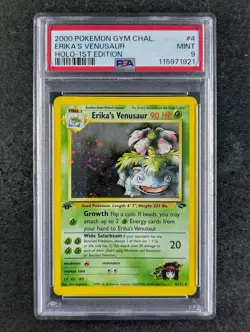 2000 Pokemon ERIKA'S VENUSAUR #4/132 Gym Challenge 1st Edition Cosmos Holo PSA 9 - Image 1