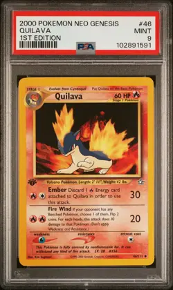 2000 POKEMON NEO GENESIS 1ST ED #46 QUILAVA PSA 9 - Image 1