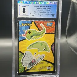 Pokemon Topps Movie Caterpie, Metapod, Butterfree Sticker Card - NM/M Error!! - Image 1