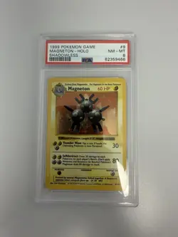 1999 Pokemon Base Set SHADOWLESS Holo Magneton #9 ⚡ PSA 8 NM-MT - Image 1