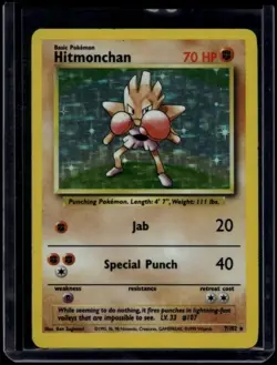 Pokemon TCG Hitmonchan 7/102 Base Set Holo Rare HP - Image 1