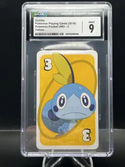 2019 POKEMON SOBBLE CGC GRADED 9 MINT POCKET UNO YELLOW NUMBER 3 🔥 - Image 1