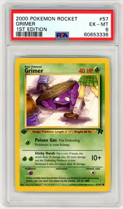 2000 Pokemon Team Rocket #57 Grimer 1st Edition PSA 6 - Image 1