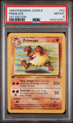 POKEMON CARD 1999 PSA 8 NM MINT JUNGLE SET 1ST EDITION #43 Primeape - Image 1