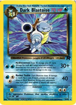 Pokemon TCG Dark Blastoise 20/82 Team Rocket Regular Unlimited LP - Image 1