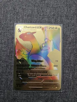 Pokemon Charizard 2020 GX Rainbow Gold Metal Foil Card # 150/147 - Image 1