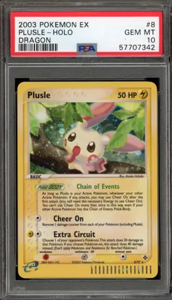 Pokemon Plusle EX Dragon Holo Rare #8 PSA 10 Gem Mint - Image 1